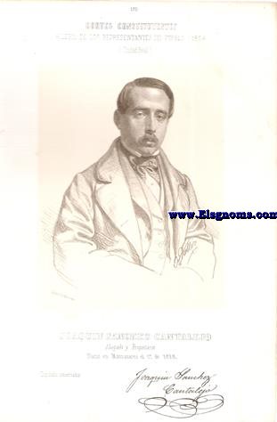Cortes Constituyentes. Galera de los representantes del pueblo (1854).Ciudad Real.-Joaqun Snchez Cantalejo.-Abogado y Propietario.Diputado conservador.Naci en Manzanares el 1 de 1828.