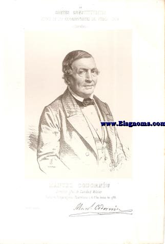 Cortes Constituyentes. Galera de los representantes del pueblo (1854).Castelln.-Manuel Codorniu.Director gral. de Sanidad Militar.Centro derecho.Naci en Esparraguera (Barcelona) el 1 de Junio de 1788.