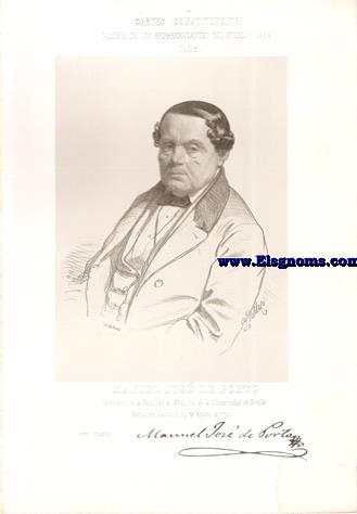 Cortes Constituyentes. Galera de los representantes del pueblo (1854).Cdiz..-Manuel Jos De Porto.-Catedrtico de la Facultad de Medicina de la Universidad de Sevilla.Centro izquierdo.Naci en Cdiz el 29 de Agosto de 1799.