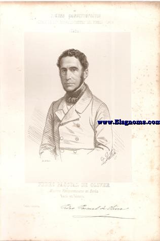 Cortes Constituyentes. Galera de los representantes del pueblo (1854).Cdiz..-Pedro Pascual De Oliver.Ministro Plenipotenciario en Berln.Centro izquierda.Naci en Valencia.