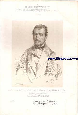 Cortes Constituyentes. Galera de los representantes del pueblo (1854).Burgos.-Antonio de Collantes y Bustamante.-Abogado y Propietario.Izquierda.Naci en Reynosa el 10 de Julio de 1806.