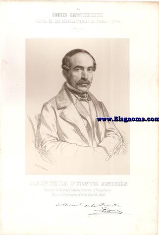 Cortes Constituyentes. Galera de los representantes del pueblo (1854).Burgos.-Manuel De La Fuente Andrs.-Ministro de Gracia y Justicia.Escritor y Propietario.Naci en Fuentespina el 16 de Junio de 1808.