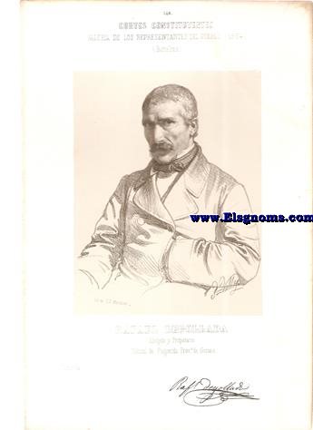 Cortes Constituyentes. Galera de los representantes del pueblo (1854).Barcelona.-Rafael Degollada.Abogado y Propietario.Izquierda.Natural de Puigerd Prov de Gerona.
