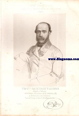 Cortes Constituyentes. Galera de los representantes del pueblo (1854).Almera.-Fran.co. Salmeron y Alonso.Abogado y Publicista.Gefe del distrito revolucionario del Sur de Madrid en 1854, y Secretario de la Junta de Salvacin.Izquierda.Naci en Torrejn de Ardoz el 28 de Marzo de 1822.