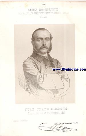 Cortes Constituyentes. Galera de los representantes del pueblo (1854).Alicante.-Juan Francisco Camacho.Diputado conservador.Naci en Cdiz el 26 de Setiembre de 1815.