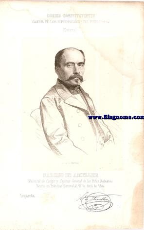 Cortes Constituyentes. Galera de los representantes del pueblo (1854).Gerona.-Narciso De Ametller.Mariscal de Campo y Capitn General de las Yslas Baleares.Izquierda.Naci en Baolas (Gerona) el 10 de Abril de 1811.