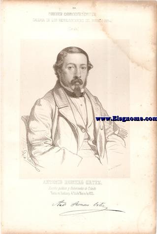 Cortes Constituyentes. Galera de los representantes del pueblo (1854).Corua.-Antonio Romero Ortiz.Escritor pblico y Gbernador de Toledo.Naci en Santiago el 24 de Marzo de 1822.