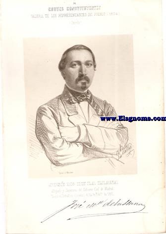 Cortes Constituyentes. Galera de los representantes del pueblo (1854).Oviedo.-Jos M De La Llana.Abogado y Secretario del Gobierno Civil de Madrid.Naci en Peaflor (Oviedo) el 14 de Febrero de 1817.