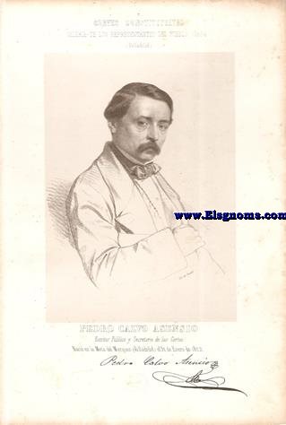 Cortes Constituyentes. Galera de los representantes del pueblo (1854).Valladolid.-Pedro Calvo Asensio.Escritor Pblico y Secretario de las Cortes.Naci en la Mota del Marqus (Valladolid) el 31 de Enero de 1822.