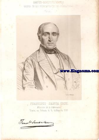 Cortes Constituyentes. Galera de los representantes del pueblo (1854).Teruel.Francisco Santa Cruz.Ministro de la Gobernacin.Naci en Orihuela el 11 de Mayo de 1797.