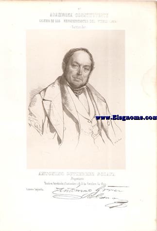Cortes Constituyentes. Galera de los representantes del pueblo (1854).Santander.Antonio Gutirrez Solana.Propietario.Estrema Izquierda.Naci en Arredondo (Santander) el 13 de Ocubre de 1800.
