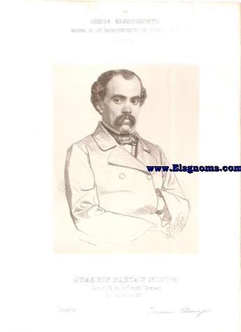 Cortes Constituyentes. Galera de los representantes del pueblo (1854).Pontevedra.Joaqun Baeza y Nieto.Izquierda.Naci en Sta. Cruz de Tenerife (Canarias) el 27 de Enero de 1828.
