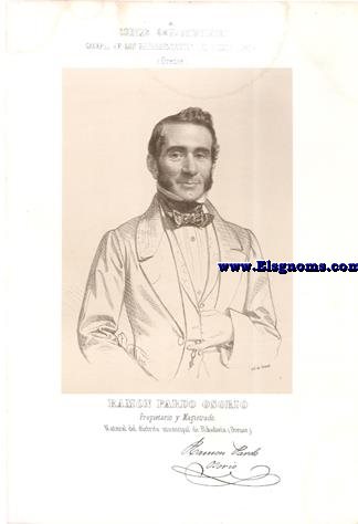 Cortes Constituyentes. Galera de los representantes del pueblo (1854).Orense.Ramn Pardo Ososrio.Propietario y Magistrado.Natural del distrito municipal de Ribadavia (Orense).