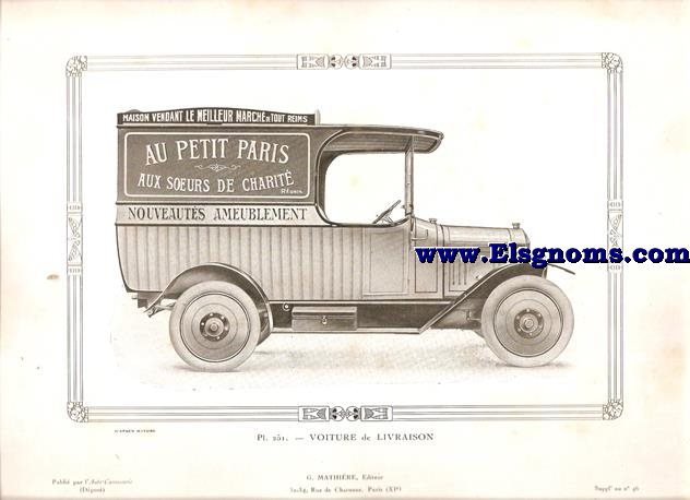 Pl.251. Voiture de Livraison. Supplement au N 46.Auto-Carrosserie. Grant: G. Mathire.Pintado en gris y negro. Supplment au N 46.