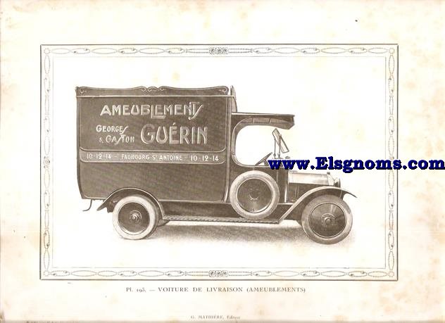 Pl.193. Voiture De Livraison (Ameublements).Pintado en negro.Supplement au N 38 de l'Auto Carrosserie. Grant: G. Mathire. Supplment au N 38.
