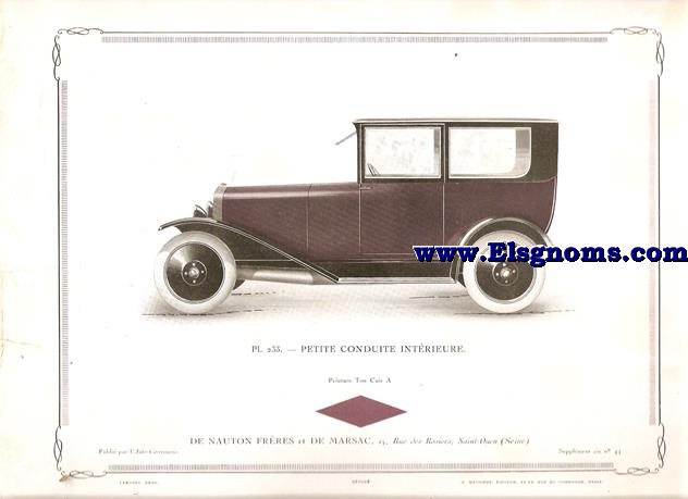 Pl.233. Petite Conduite Intrieure.  Pintado en Ton Cuir A..Supplement au N 44 de l'Auto Carrosserie. Grant: G. Mathire. Supplment au N 44.