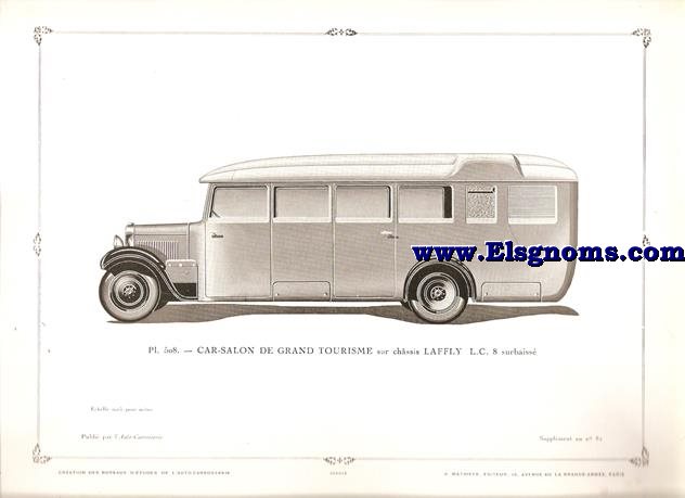 Pl.508. Car-Salon De Grand Tourisme sur chssis Laffly L.C. 8 surbaiss. Pintado Gris. Supplement au N 82 de l'Auto Carrosserie. Grant: G. Mathire. Supplment au N 82 .