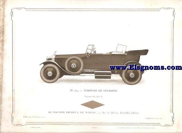 Pl.304.Torpedo de Tourisme.Pintado en Gris Auto A. Supplement au N 96 de l'Auto Carrosserie. Grant: G. Mathire. Supplment au N 54 .