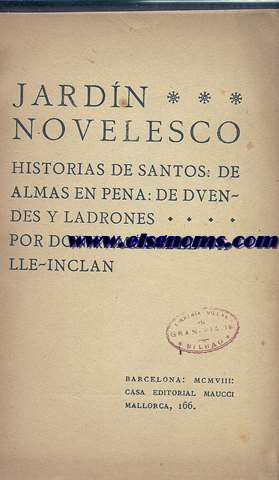 Jardn novelesco. Historias de santos, de almas en pena, de duendes y ladrones.