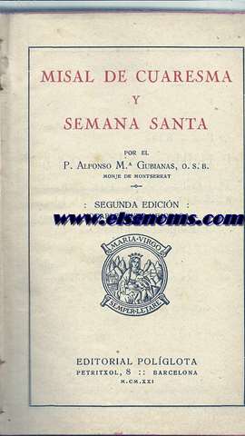 Misal de cuaresma y semana santa.