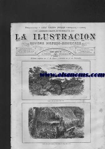 La Ilustracin. Revista Hispano-Americana.-13 Setiembre 1885.-Ao 6.-Nmero 254.-SUMARIO: Texto.-Bellas Artes, por D. Federico Cajal.-Siempre estacionarios, por don Adolfo Fernndez Ferrando.-Diccionario de la amistad, por don Alberto Wolf.-Los listos, por D. Ildefonso Llorente Fernndez.-Variedades.-Nuestros grabados.-El roble y la hiedra, poesa por D. Francisco Pimentel, hijo.-Agravios, poesa por D. Belarmino Urdaneta.-Ensueos, poesa por D. Gonzalo Picn Febres.-Epigramas, por D. Cecilio Navarro.-Viaje por Tnez (continuacin), por E. Cagnat y R. Saladn.-Los hombres de lo porvenir, (continuacin), por Sir Edward Bulwer Lytton.-Anuncios.-Historia de la semana.-GRABADOS: Vista de la isla de Yap.-Casa de los indgenas de la isla de Yap.-En el caf.-El elector en el Rhin.-El modelo.-Casas de los indgenas de la isla de Yap.-Cacique y moneda de la isla de Yap.-Familia de indgenas y moneda del pas.-Manifestacin celebrada el 27 del pasado agosto en esta capital para protestar contra la usurpacin de las Carolinas.Estacin del camino de hierro de Sidi el Hani.-Kasr Talga en Sidi el Hani.