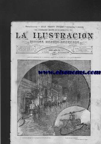 La Ilustracin. Revista Hispano-Americana.-4 Octubre 1885.-Ao 6.-Nmero 257.-SUMARIO: Texto: Revista de ciencias polticas, por D. Jos Zulueta.-De la herencia nerviosa, por D. Guillermo Morales.-Historia de un diente, por D Mara N. de Aldado.-Variedades.-Nuestros grabados.-Al ferrocarril, oda por D Camelia Cocio de Llans.-Nostalgia, poesa por D. R. Otero D.-Viaje por Tnez (continuacin), por R. Cagnat y R. Saladn.-Los hombres de lo porvenir (continuacin), por Sir Edward Bulwer Lytton.-Anuncios.-Historia de la semana.-GRABADOS: Aspecto exterior de la imprenta Tasso en la noche del 25 al 26 de setiembre.-El pago de la cancin.-La comida de los leones.-Las inundaciones del 25 de setiembre en Barcelona.-Bab Elbeh: puerta principal.-Vista del patio y del alminar de la gran mezquita de Kairun.