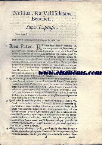 R.P.D.Crescentio Nullius, se Vallisolitana Beneficis super Expensiss. Pro R.D.Petro Laurentio de Pedrosa. Contra R.D.Ferdinandum Laurentium de la Mela. G. Facti cum Summario..