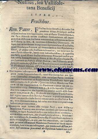 R.P.D.Crescentio Nullius, se Vallisolitana Beneficis super Fructibus. Pro R.D.Petro Laurentio de Pedrosa. Contra R.D.Ferdinandum Laurentium de la Mela. G.Responsio.