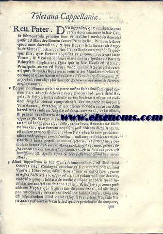 R.P.D. Millino Toletana Capellani. Pro D. Josepho Gomez Malo. Contra DD. Executores Testamentarios q. Angel de Matos, & litis. Rsponsio.