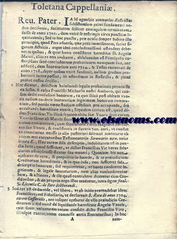 R.P.D. Millino Toletana Capellani. Pro D. Josepho Gomez Malo. Contra DD. Executores Testamentarios q. Angel de Matos, & R.D. Josephum Serrano Cappellanum. Responsio Iuris.