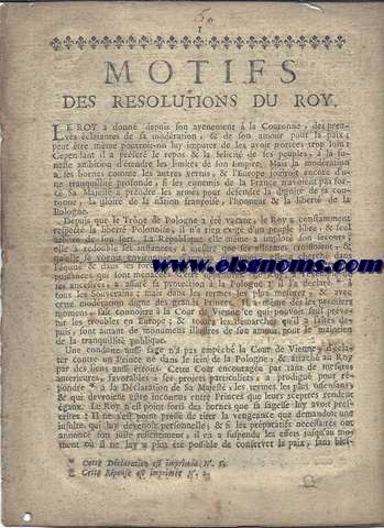 Motifs des Rsolutions du Roy.