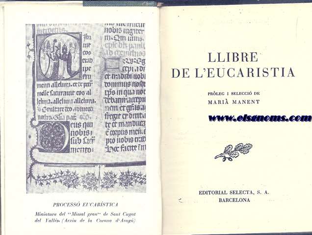 Llibre de l'eucaristia. Selecci i prleg de...