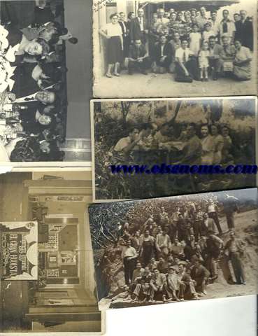 Conjunt de 37 fotografies en blanc i negre de les quals 33 corresponents a diferents escenes de representacions de distintes obres de teatre, la majoria datades entre els anys de 1957 i 1959 en la Cooperativa La Moral de Badalona i 4 fotografies representant grups de persones(3 en l'exterior (1939, 1951 i 1956) i 1 en un banquet (1957)