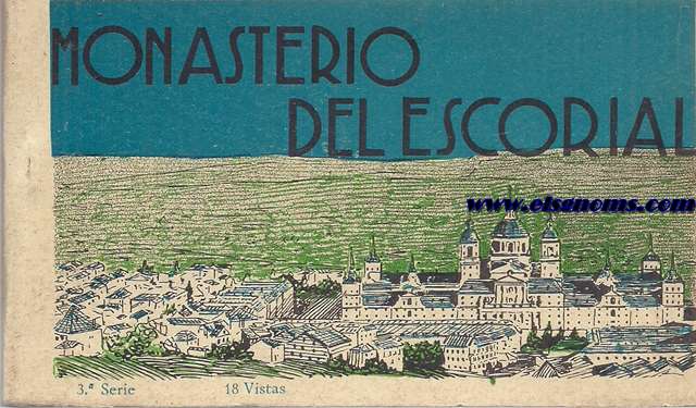 Monasterio del Escorial. Album conteniendo 18 tarjetas tarjetas postales impresas en sepia reproduciendo cuadros conservados en este monasterio. 3 Serie.