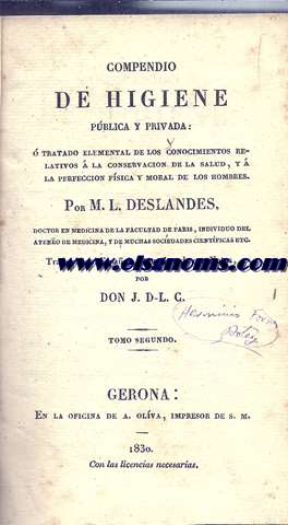Compendio de higiene pblica y privada  Tratado elemental de los conocimientos relativos  la conservacin de la salud, y  la perfeccin fsica y moral de los hombres. Tomo segundo (de 29.