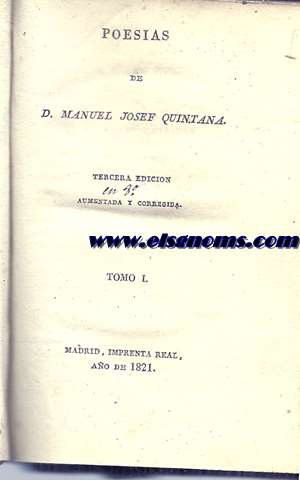 Poesias. Tercera edicin aumentada y corregida. Tomo primer (de 2).