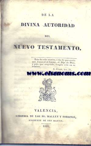 De la divina autoridad del Nuevo Testamento.