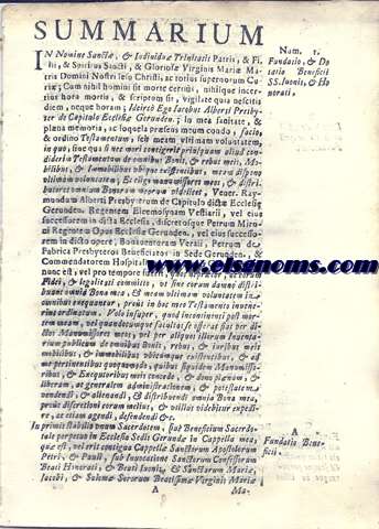 R.P.D. Peralta Gerunden. Beneficii. Pro R.D.Narcisso Cabannias. a Summarium.