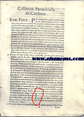 R.P.D. Bussio Celsonen. Parrochialis de Cardona. Pro Illmis. DD. Abbate, & Capitulo Insignis Coll. Eccl. S. Vicentii Martiris Vill Cardona. Contra Illmum, & Rmum Epis. Celsonen (Solsona). Memoriale Additionale.