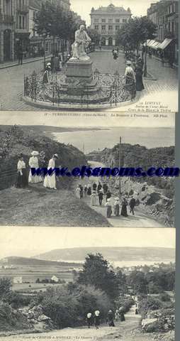 Conjunto de 7 tarjetas postales de escenas y paisajes bretones: Trestraou - Brest - Locmariaquer - Morlaix - Chozon  Morgat, Perros - Guirec - Lorient.