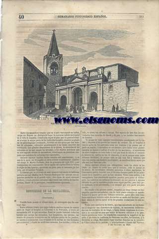 Semanario Pintoresco Espaol.-Enciclopedia Popular.-Director y Redactor D. Angel Fernndez de los Ros.-Lectura de las familias.-5 de Octubre de 1851.-N 40.-SUMARIO: Portada de la Iglesia Parroquial de Azpeitia.-(Guipzcoa).-Recuerdos de La Chuaneria (conclusin).-Amor a vista de pjaro. Captulo V. Un Don Blas. Captulo VI. El Marido.-Un Mdico Mudo.-Capricho de un hombre de letras.-A Fernando de Herrera. Soneto.