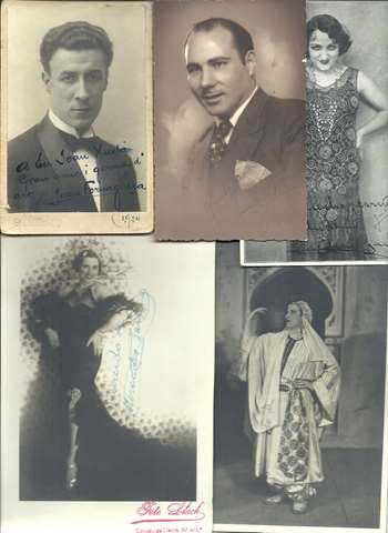 Conjunto de 8 fotografas con dedicatoria autgrafa de:diferentes actores teatrales: Juan Torres, Concha Gubert, Joan Formaguera, y otras con firma ilegible.