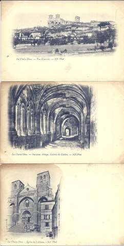 Superbe lot de 3 cartes postales anciennes de La Chaise-Dieu (Auvergne).