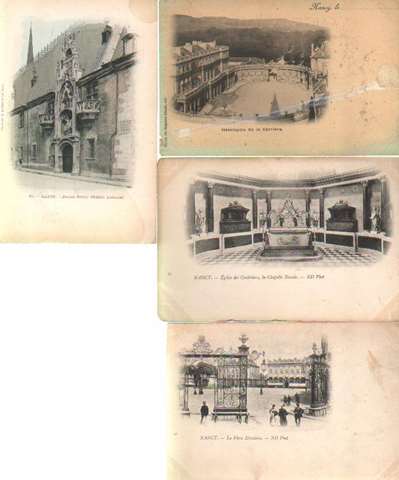 Lot de 4 cartes postales anciennes de Nancy (Meurthe i Mosella).