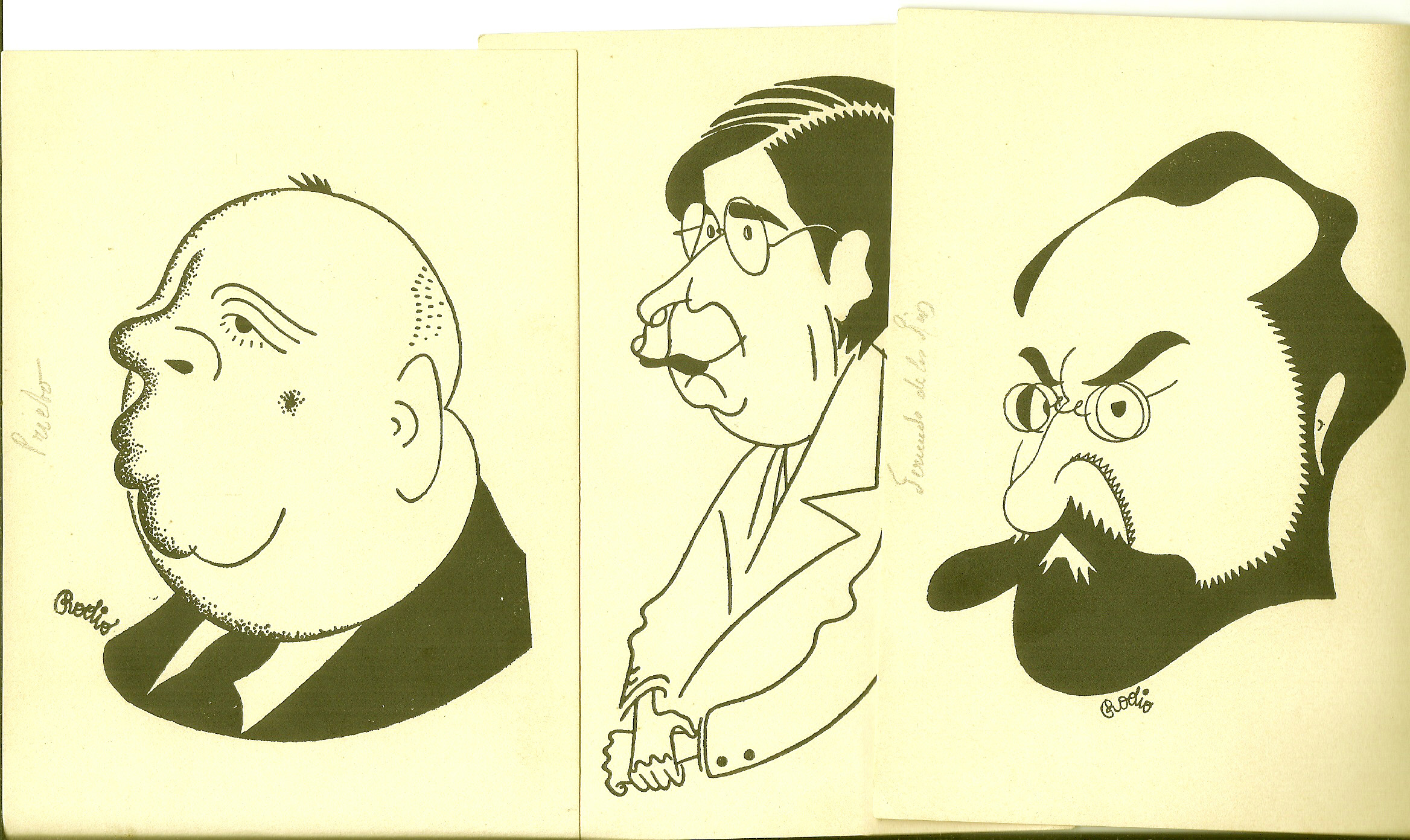 Coleccin de 11 caricaturas de polticos de la Segunda Repblica.(Lerroux, Marcelino Domingo, Fernando de los Ros, Maura, Prieto, Rico, Azaa, Besteiro, Largo Caballero, etc.
