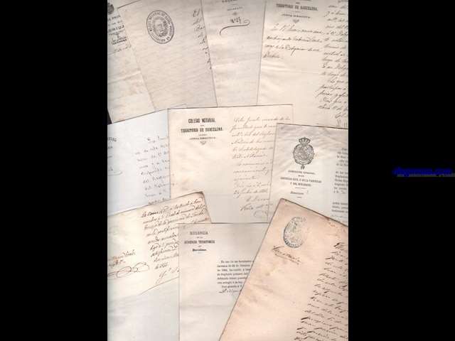 Conjunt de 12 documents d'mbit notarial 10 d'ells totalment manuscrits i 2 impresos amb data i adrea manuscritas procedents de l'Audincia de Lleida, de Barcelona, jutjat de Lleida, aix com de diferents mbits de l'activitat notarial adreats als senyors: D. Pedro Temple (5 documents:1862-1864), D. Jos Temple y Klein (6 documents:1886-1911)  y D.Juan deTemple y Klein (1 document: s.d.):relacionats amb funcionariat i notaria.