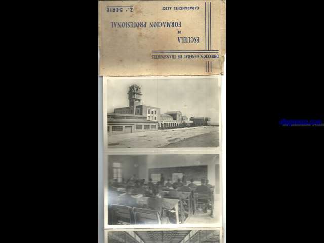 Escuela de Formacin Profesional (de Automovilismo. 2 serie. Direccin General de Transportes. Carabanchel Alto. Album conteniendo 10 tarjetas postales con vistas de aulas y tallers de dicha escuela.