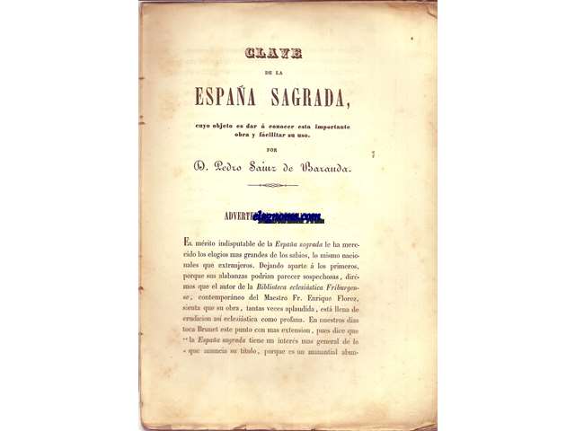 Coleccin de documentos inditos para la Historia de Espaa.Clave de la Espaa Sagrada, cuyo objeto es dar a conocer esta importante obra y facilitar su uso. 